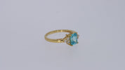 Simulated Blue Aquamarine with White Topaz Engagement Ring in 14K Gold Plated 925 Sterling Silver Jewelry