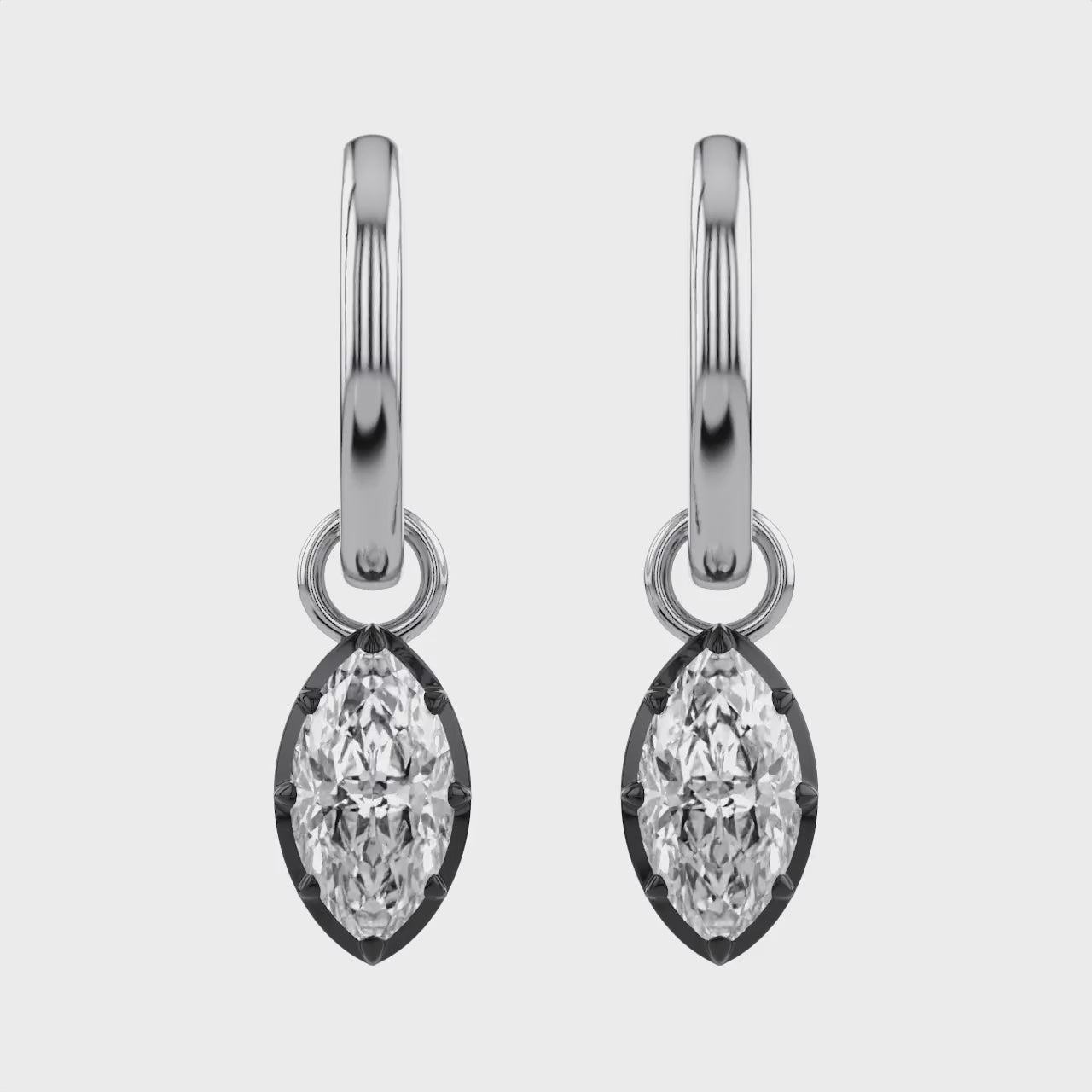 1.00 Carat Marquise Cut Lab Grown Diamond Drop Dangle Earrings