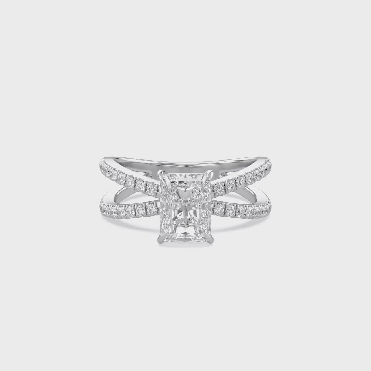 Radiant Solitaire Criss Cross Lab Grown Diamond Engagement Ring