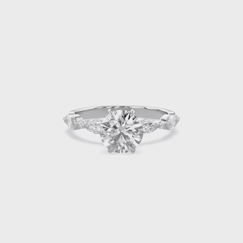 Lab Grown Diamond Half Eternity Solitaire Engagement Ring