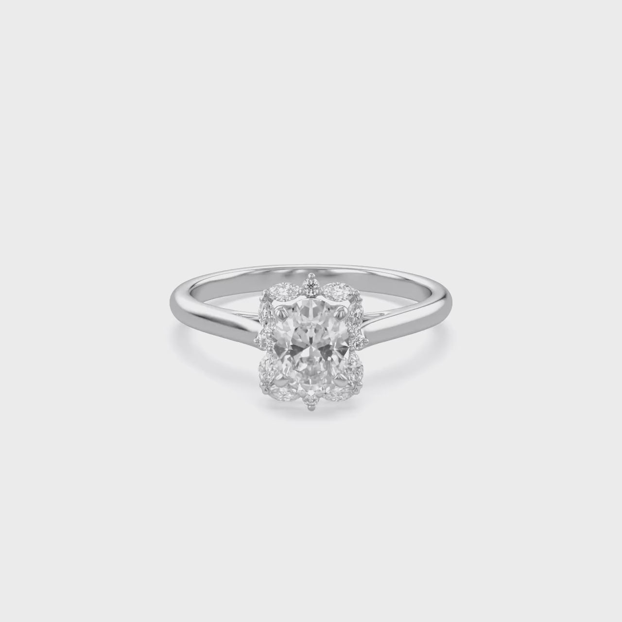 Leya Vantage Halo Oval Cut Lab Grown Diamond Engagement Ring