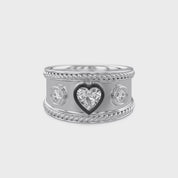 0.80 CT Heart Shape Lab Grown Diamond Vintage Cigar Band Ring