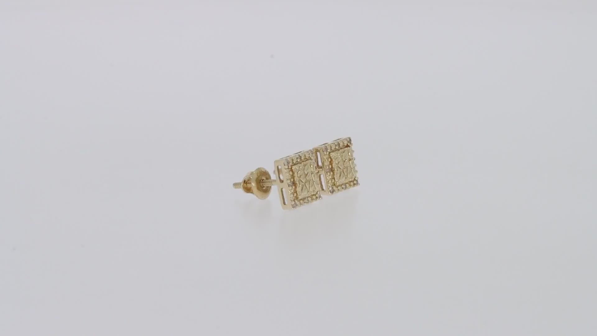 Square Shape Nugget Men's Stud Earring Lab Created Moissanite Diamond