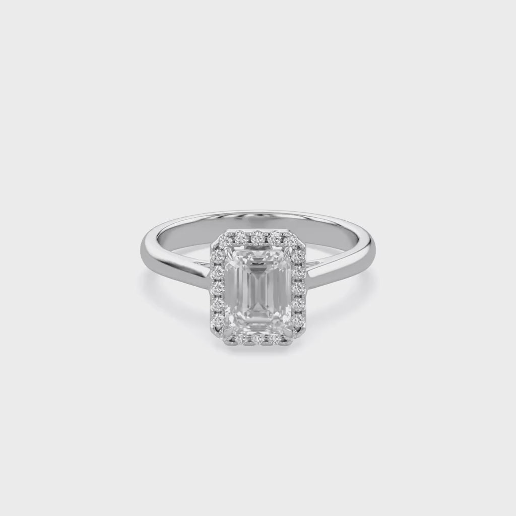 Radiant Cut Halo Solitaire Lab Grown Diamond Engagement Ring