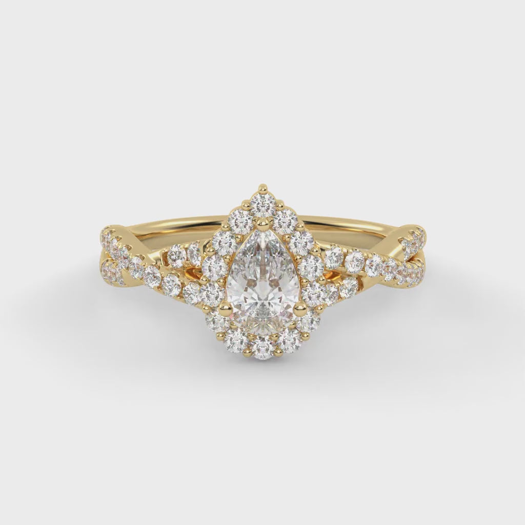 IGI Certified 1.00 Carat Pear & Round Lab Diamond Engagement Ring