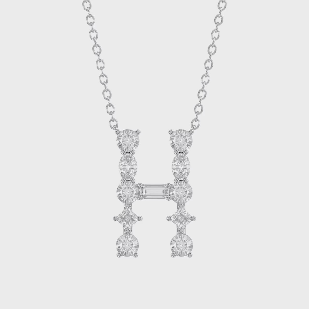 Initial Letter Pendant Necklace Multi Shape Lab Created Moissanite Diamond