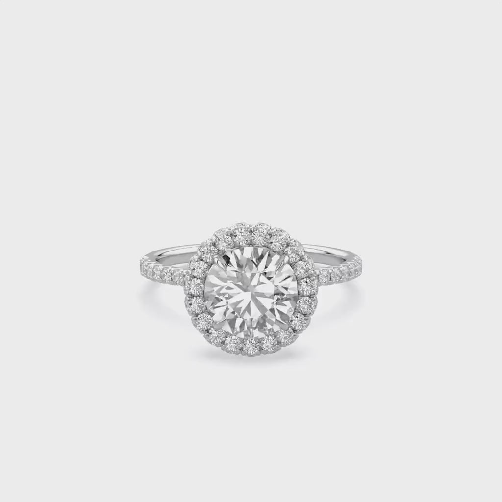 Hidden Halo Solitaire Engagement Ring 8.5mm Lab Grown Diamond