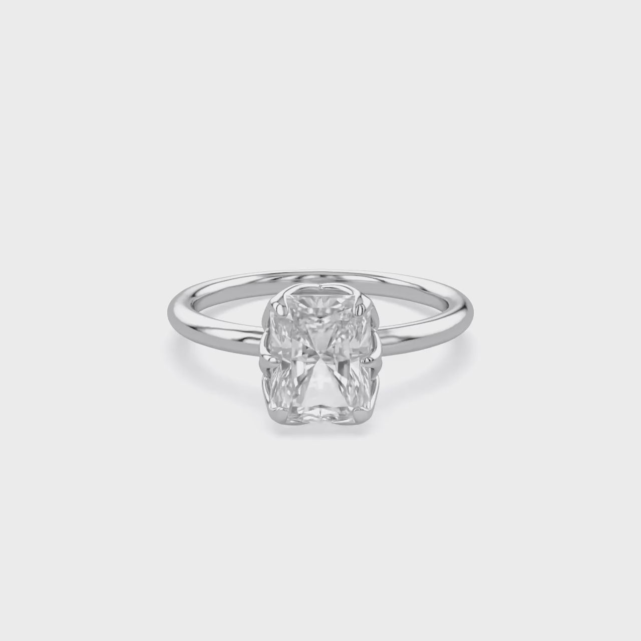 6 Prong Radiant Solitaire Lab Grown Diamond Engagement Ring