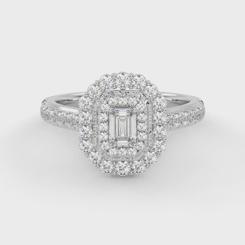 Emerald & Round 0.95 Carat Lab Diamond Ring – IGI Certified