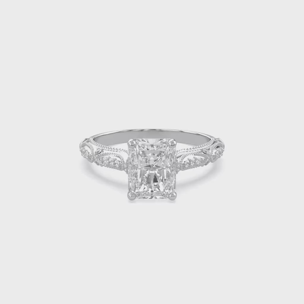 Beaded Solitaire Lab Grown Diamond Engagement Ring