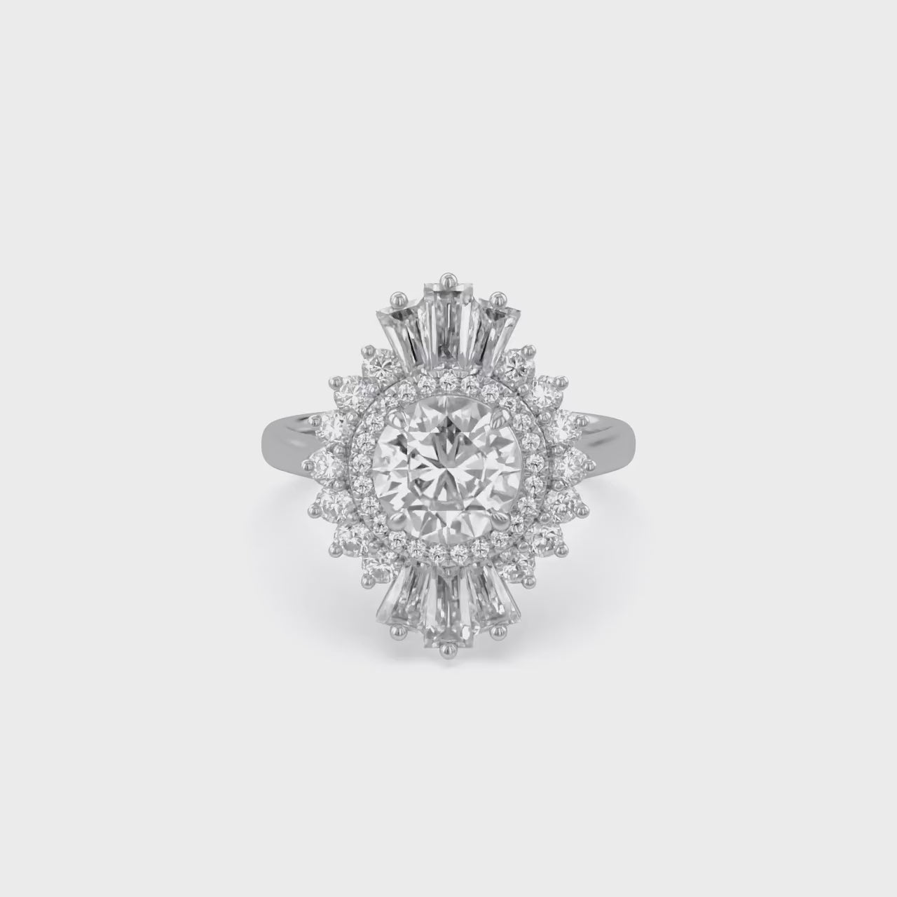 4.30 CT Lab Grown Diamond Sunburst Double Halo Engagement Ring
