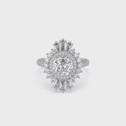 4.30 CT Lab Grown Diamond Sunburst Double Halo Engagement Ring