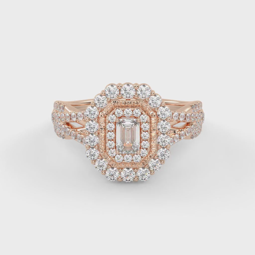 IGI Certified 0.95 Carat Emerald & Round Lab Diamond Ring