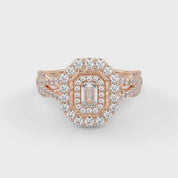 IGI Certified 0.95 Carat Emerald & Round Lab Diamond Ring