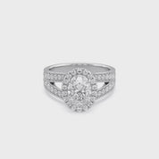 Premium Oval Diamond Engagement Ring with Prong Set Round Diamonds