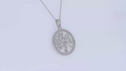 Natural Diamond Two Tone Tree of Life Pendant Necklace Sterling Silver