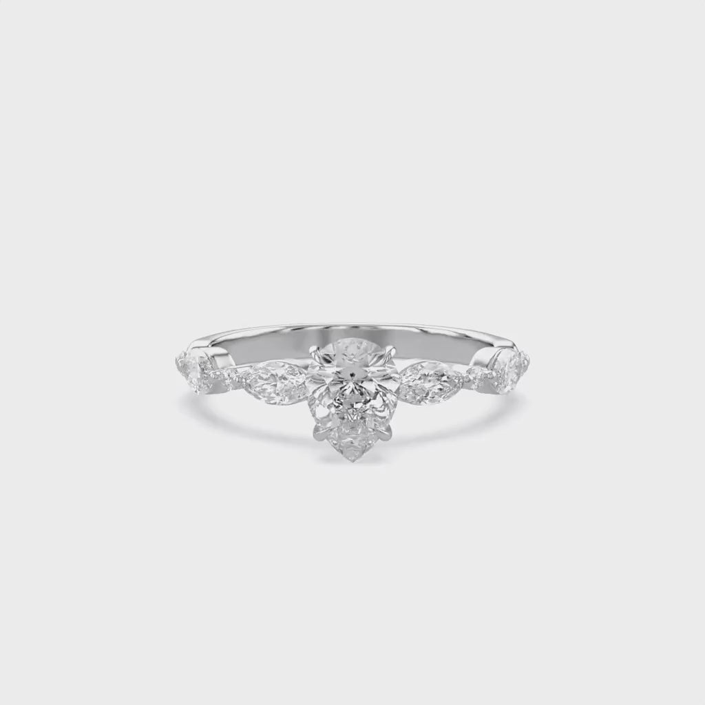 Lab Grown Diamond Half Eternity Engagement Solitaire Ring