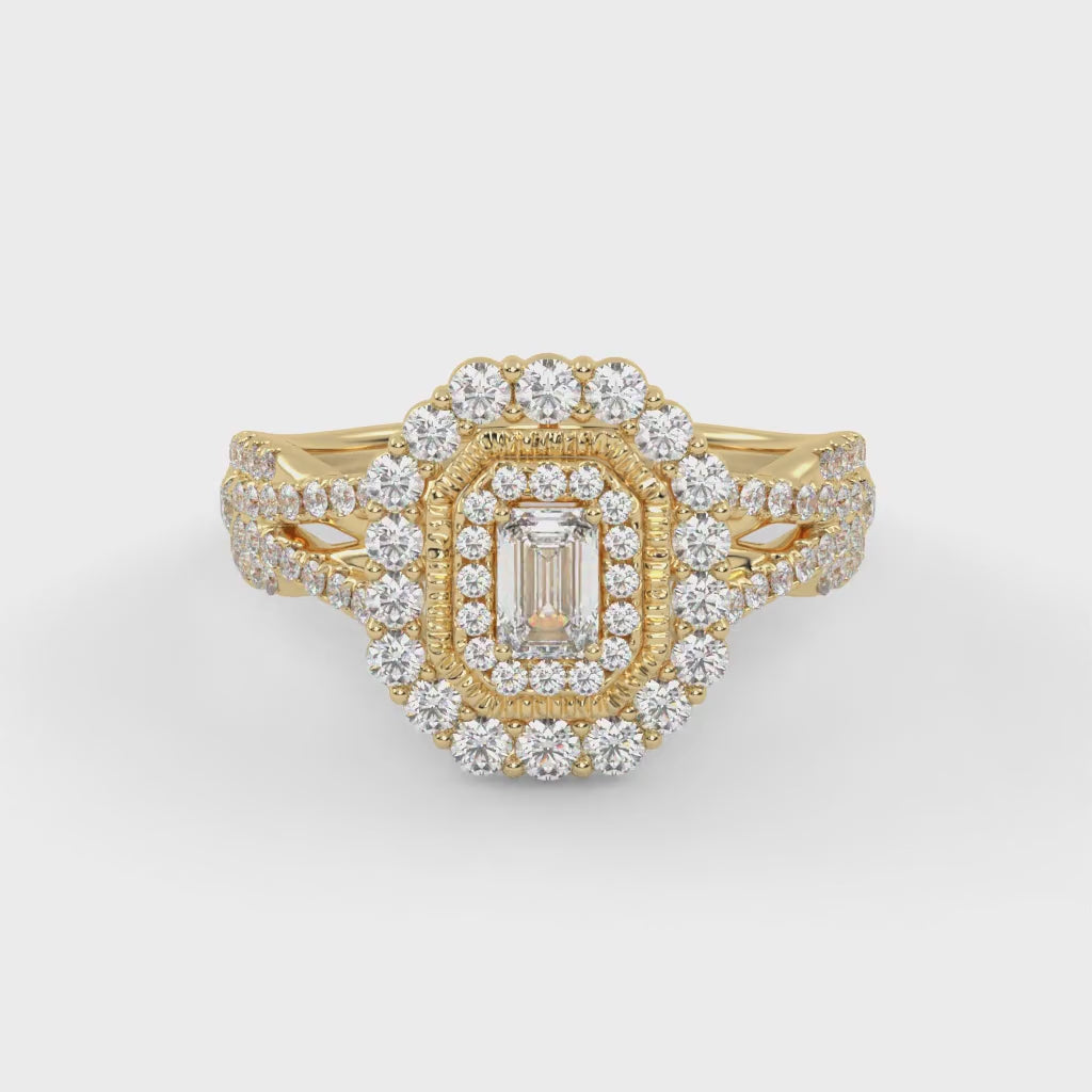 IGI Certified 0.95 Carat Emerald & Round Lab Diamond Ring