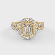 IGI Certified 0.95 Carat Emerald & Round Lab Diamond Ring