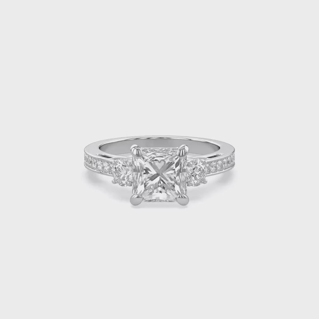 Three Stone Engagement Lab Grown Diamond Ring