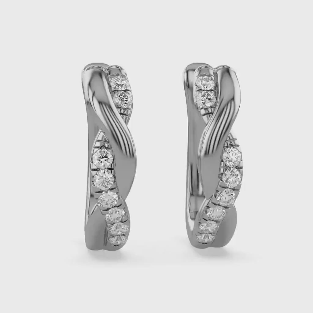 Twisted Lab Grown Diamond Hoop Earrings