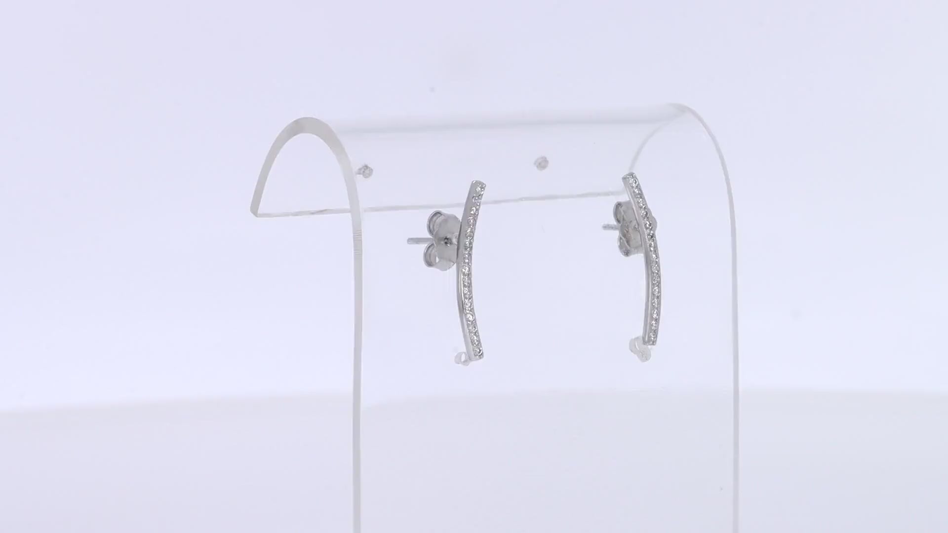 Cubic Zirconia Dainty Curved Bar Stud Earrings