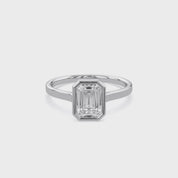 Max Emerald Cut Bezel Set Lab Grown Diamond Engagement Ring