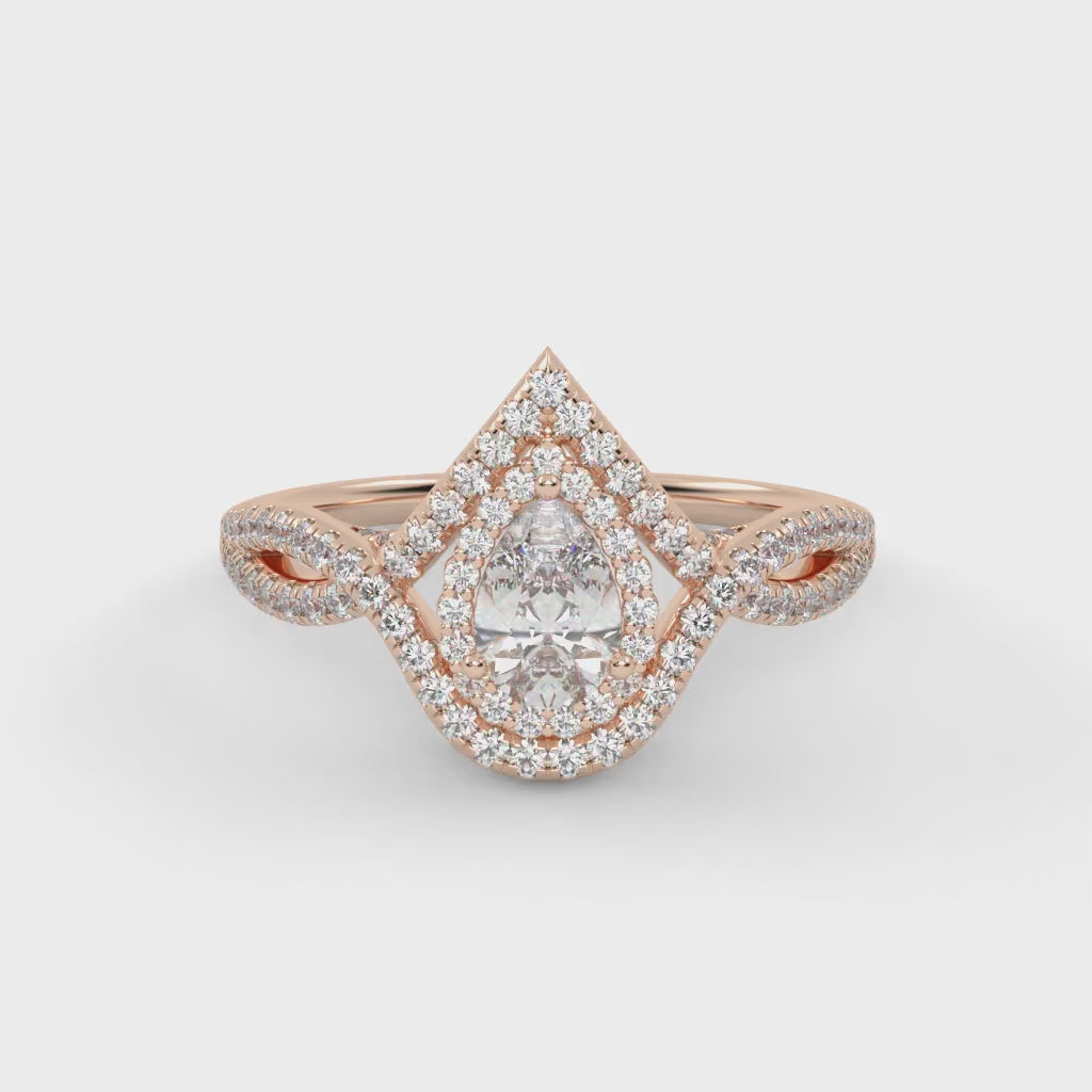 IGI Certified Infinity Halo Twisted Engagement Ring