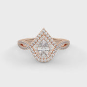 IGI Certified Infinity Halo Twisted Engagement Ring