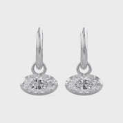 2.10 CT Elongated Oval Cut Lab Grown Diamond Huggie Hoop Drop 14k Gold Earrings