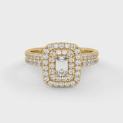 IGI Certified Double Halo Solitaire Bridal Set Ring