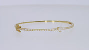 Heart & Round White Cubic Zirconia Tennis Bangle Bracelet