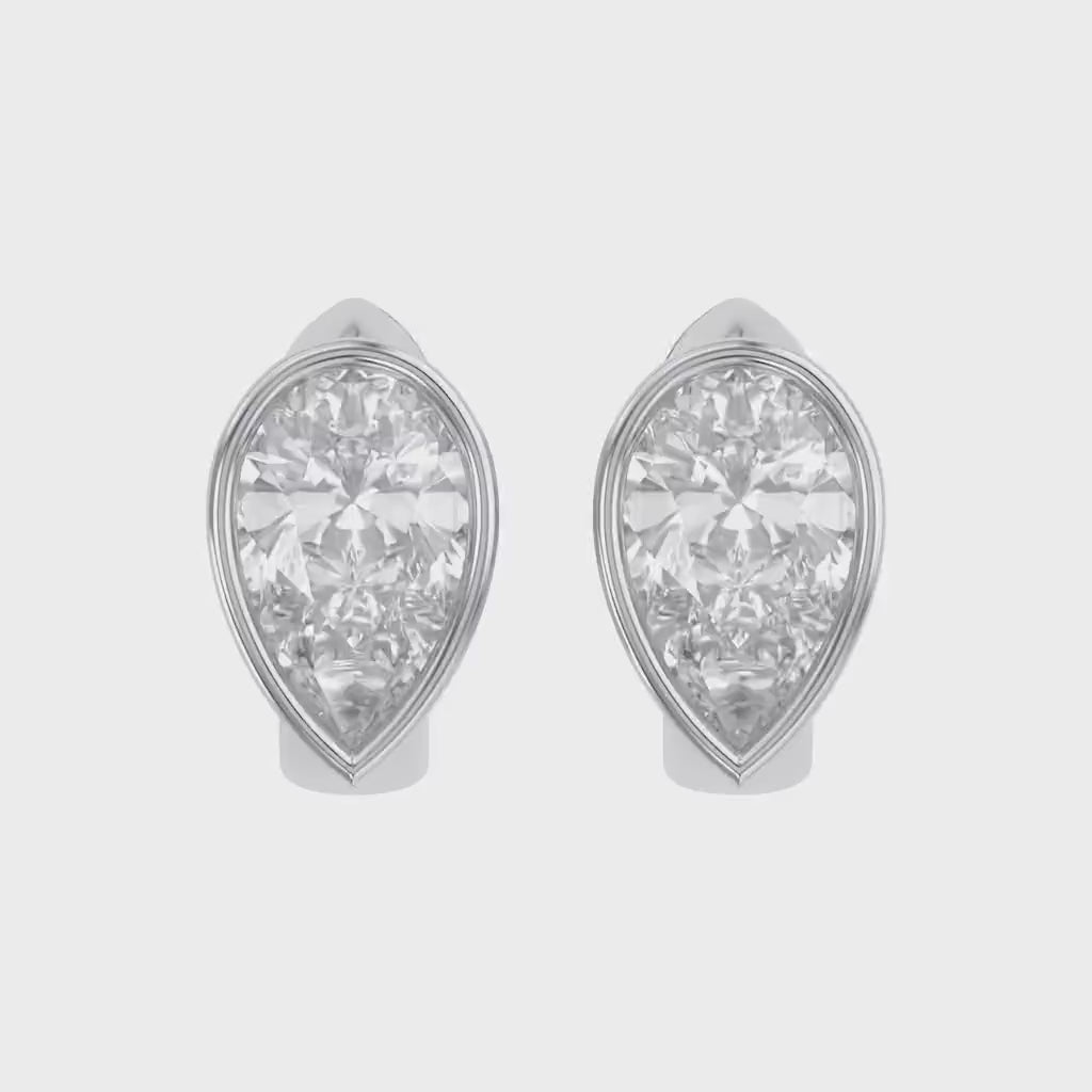 Huggie Hoop Earrings 3 Carat Pear Cut Lab Grown Diamond