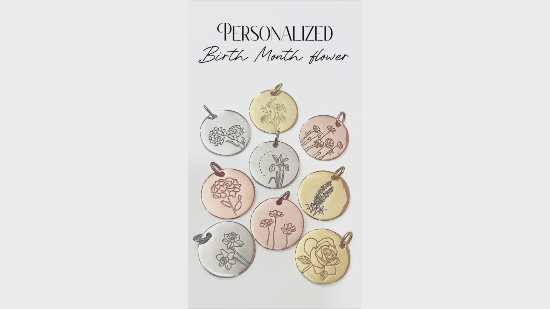 Flower Disc Charm Pendant Necklace 18K Gold Plated