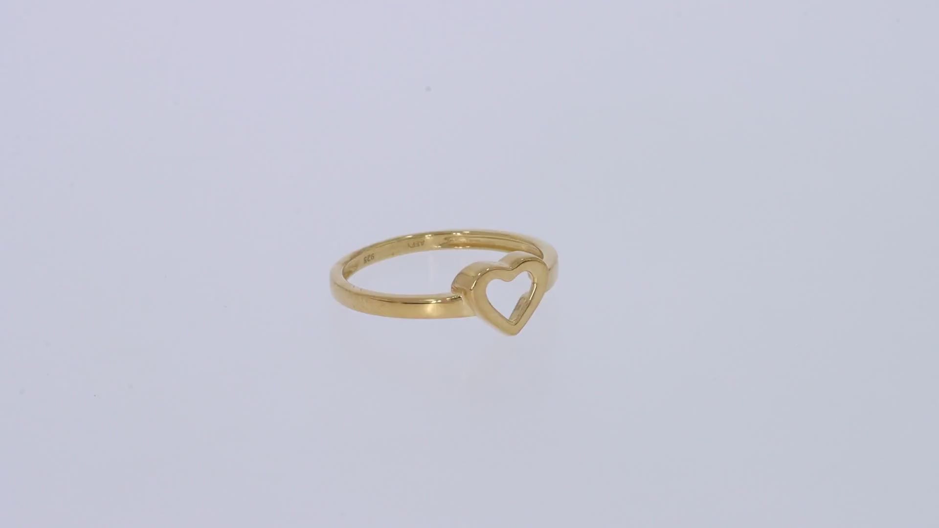 14K Gold Over Sterling Silver Open Heart Ring Gift For Her