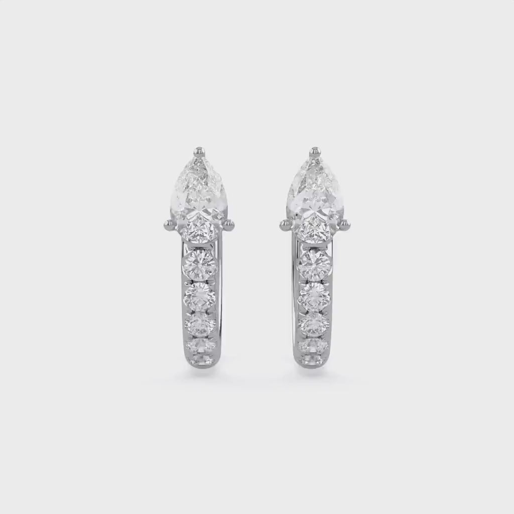 Pear Cut Lab Grown Diamond Hoop Earrings