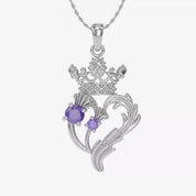 Luckenbooth Thistle Heart Crown Pendant Necklace Sterling Silver