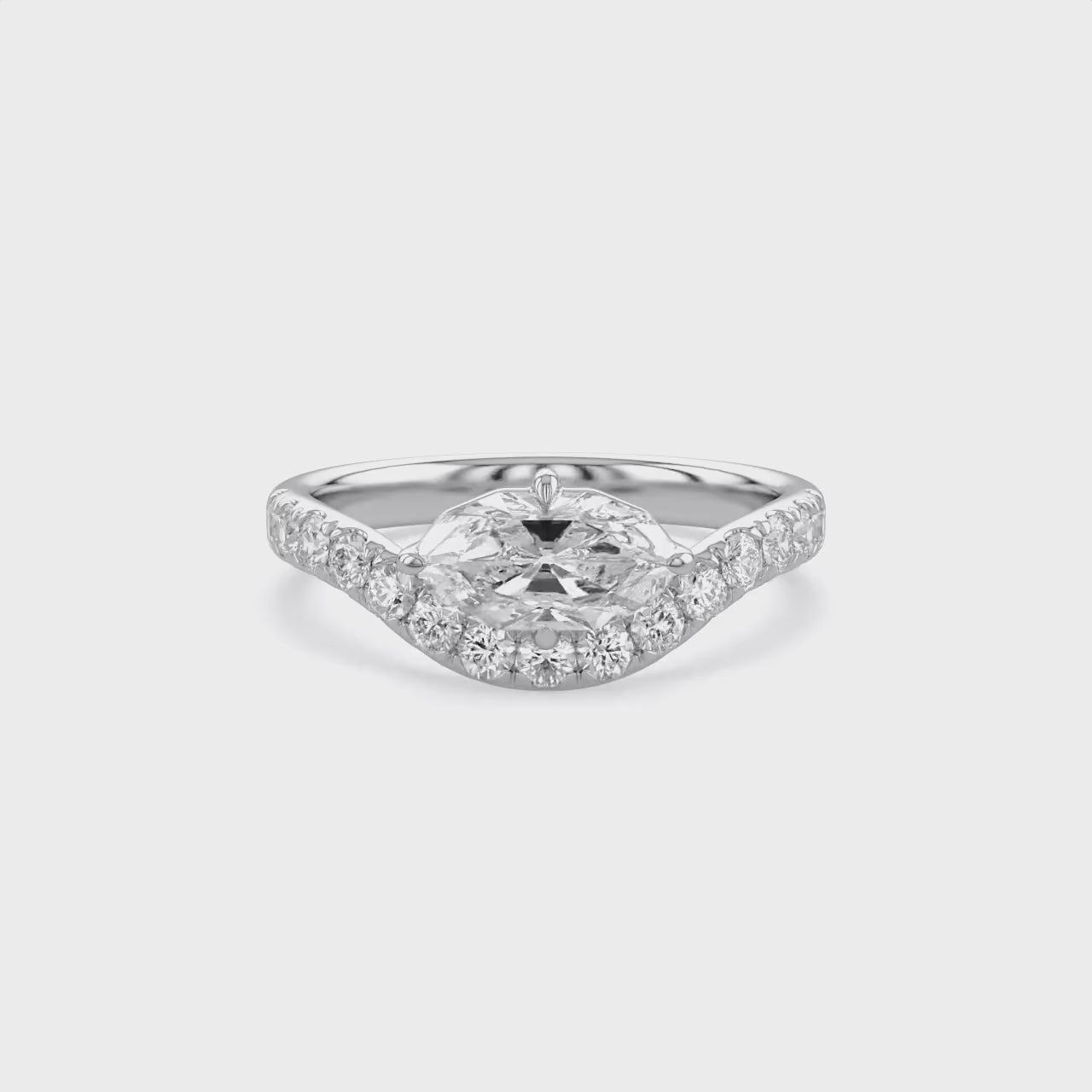 Marquise and Round Shape 1.52 Carat Lab Grown Diamond Engagement Rings