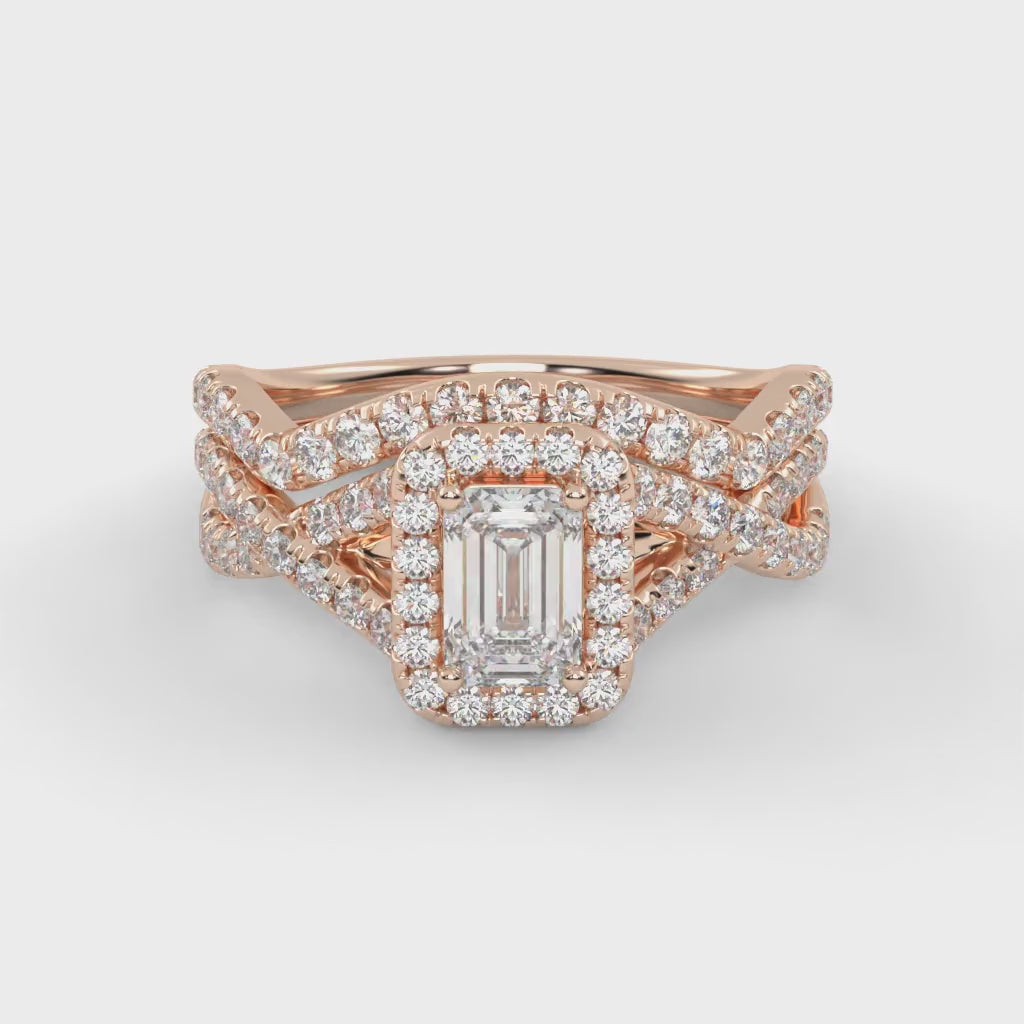 IGI Certified Infinity Halo Solitaire Bridal Set Ring