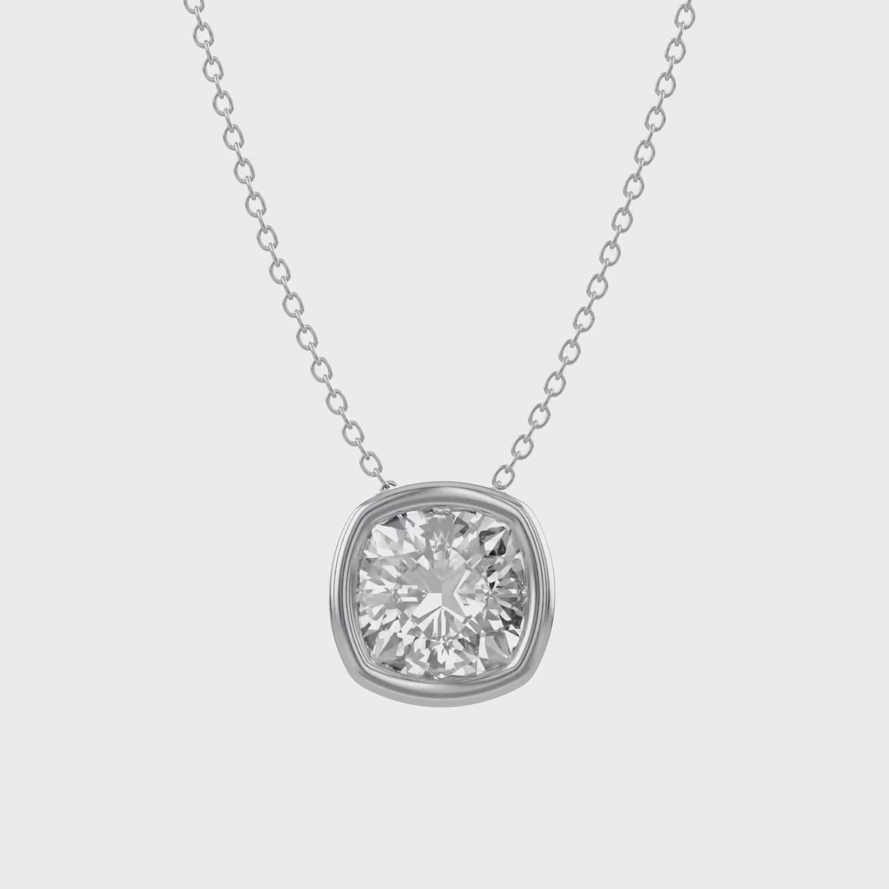 Cushion-Cut Solitaire Pendant Necklace | Lab-Grown Diamond