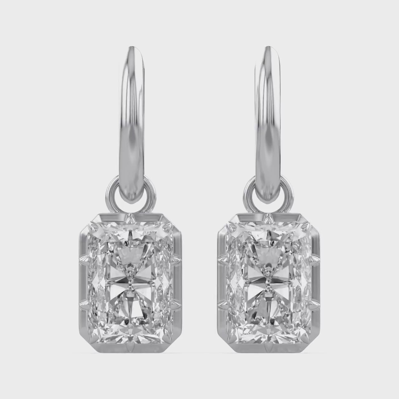 5.95 Carat Radiant Cut Lab Grown Diamond Drop Dangle Earrings
