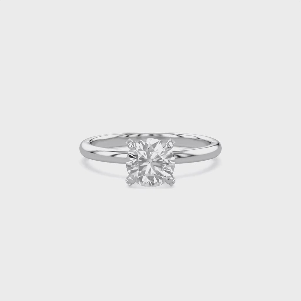 Hidden Solitaire Engagement Ring Round Cut Lab Grown Diamond