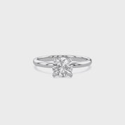 Hidden Solitaire Engagement Ring Round Cut Lab Grown Diamond