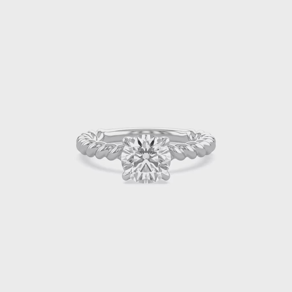 Twisted Rope Solitaire Engagement Ring Lab Grown Diamond