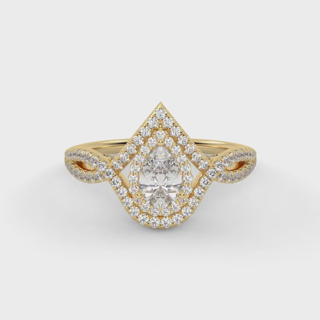 IGI Certified Infinity Halo Twisted Engagement Ring