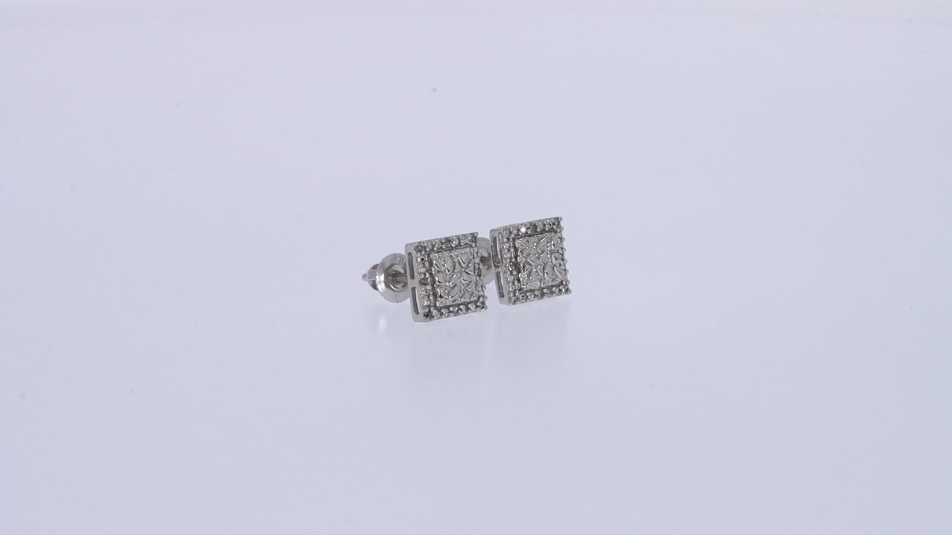 Square Shape Nugget Men's Stud Earring Lab Created Moissanite Diamond