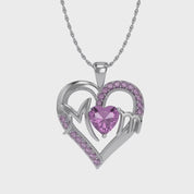 MOM Heart Pendant Necklace Sterling Silver
