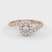 Oval & Round 0.85 Carat Lab Diamond Bypass Halo Ring – IGI Certified