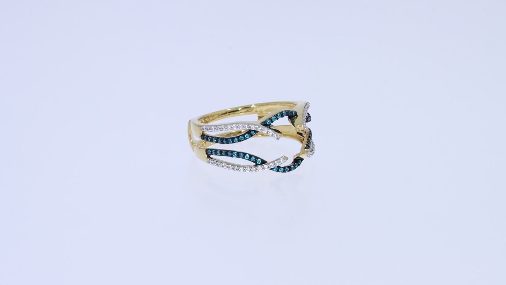 Blue White Cubic Zirconia Guard Wrap Ring for Women