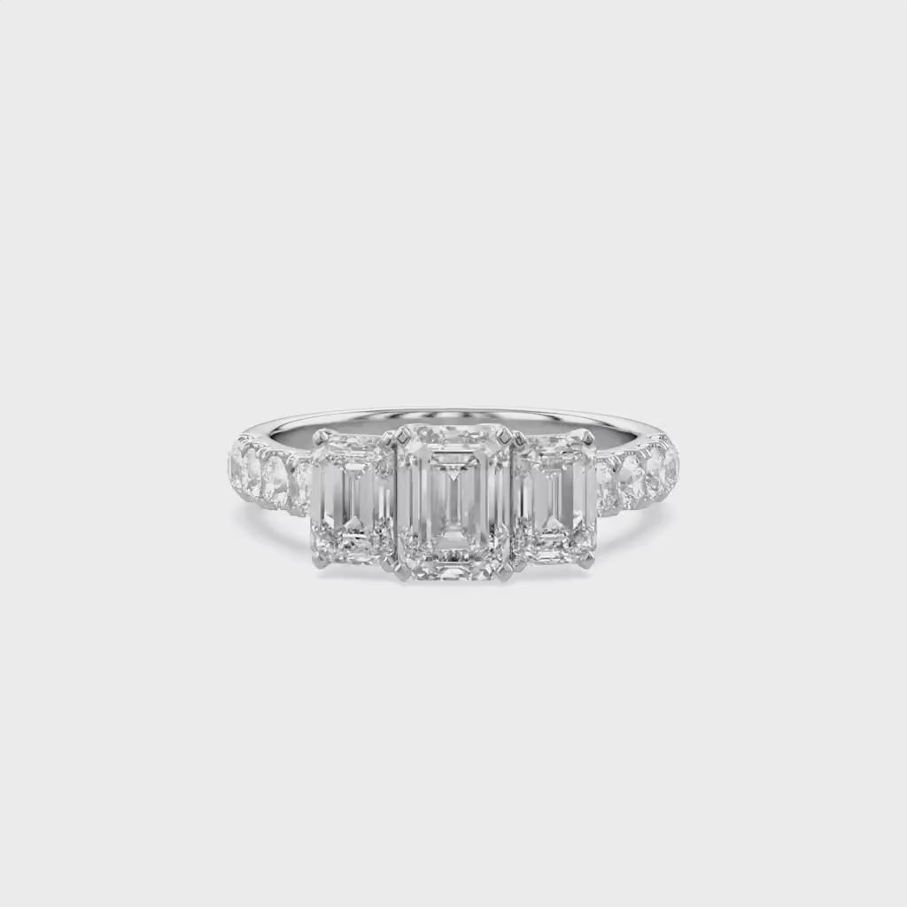 Three Stone Lab Grown Diamond Engagement Ring
